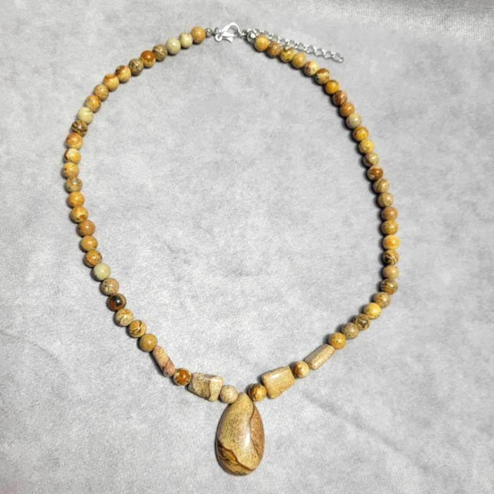 Picture Jasper Beaded Tribal Necklace
